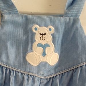 Just Ducky Outfit Winter Theme Overalls Girls Size 3t Teddy bear heart. Conditio